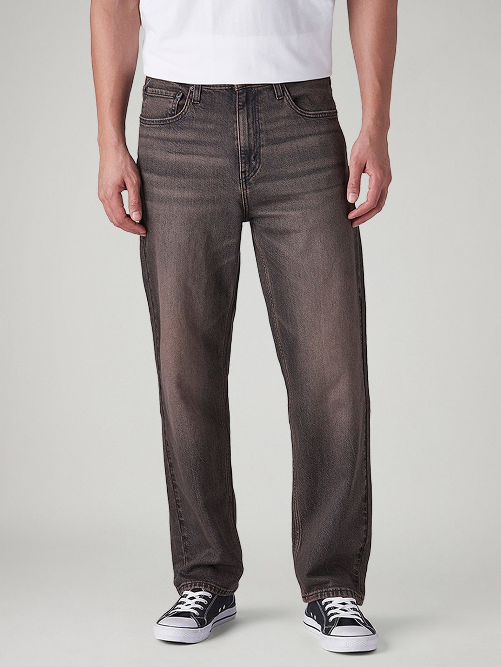 Men's 568 Brown Loose Fit Mid Rise Jeans - Front View