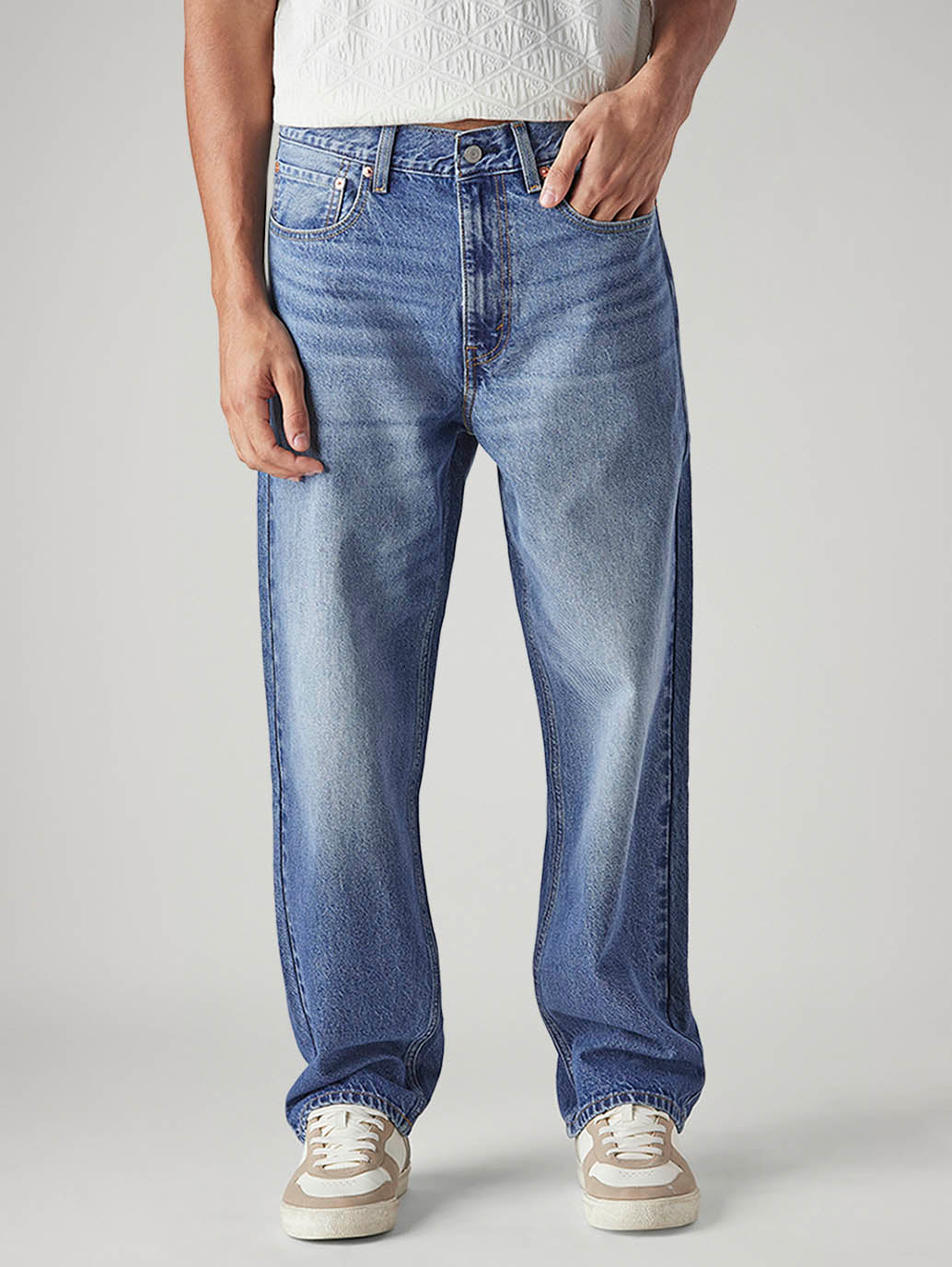 Men's 568 Blue Loose Fit Mid Rise Jeans - Front View