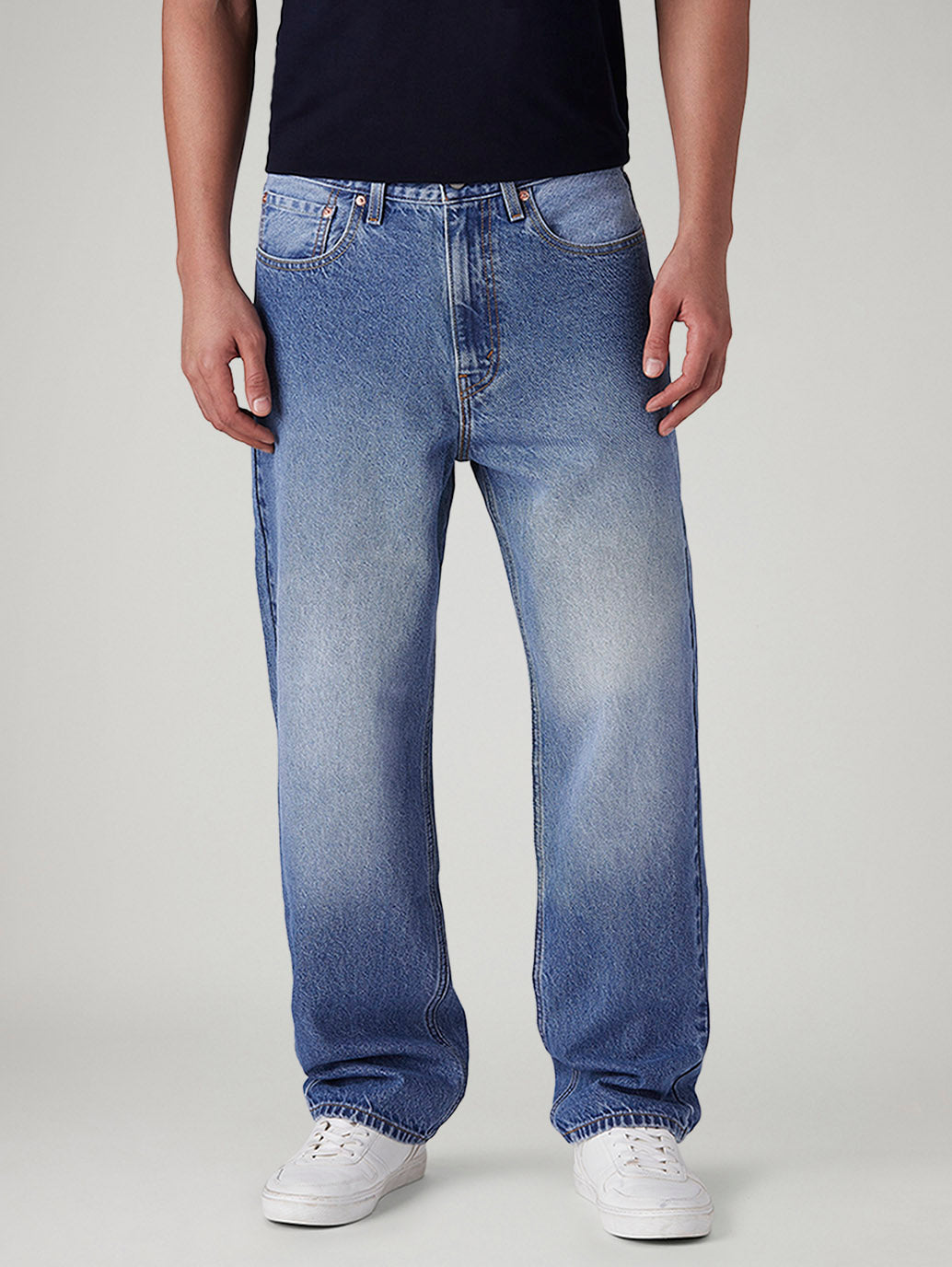 Men's 568 Blue Loose Fit Mid Rise Jeans - Front View