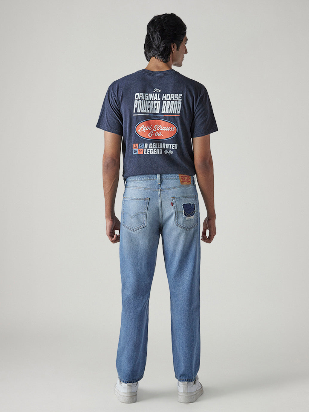 Men's 568 Light Indigo Loose Fit Mid Rise Jeans - Back View
