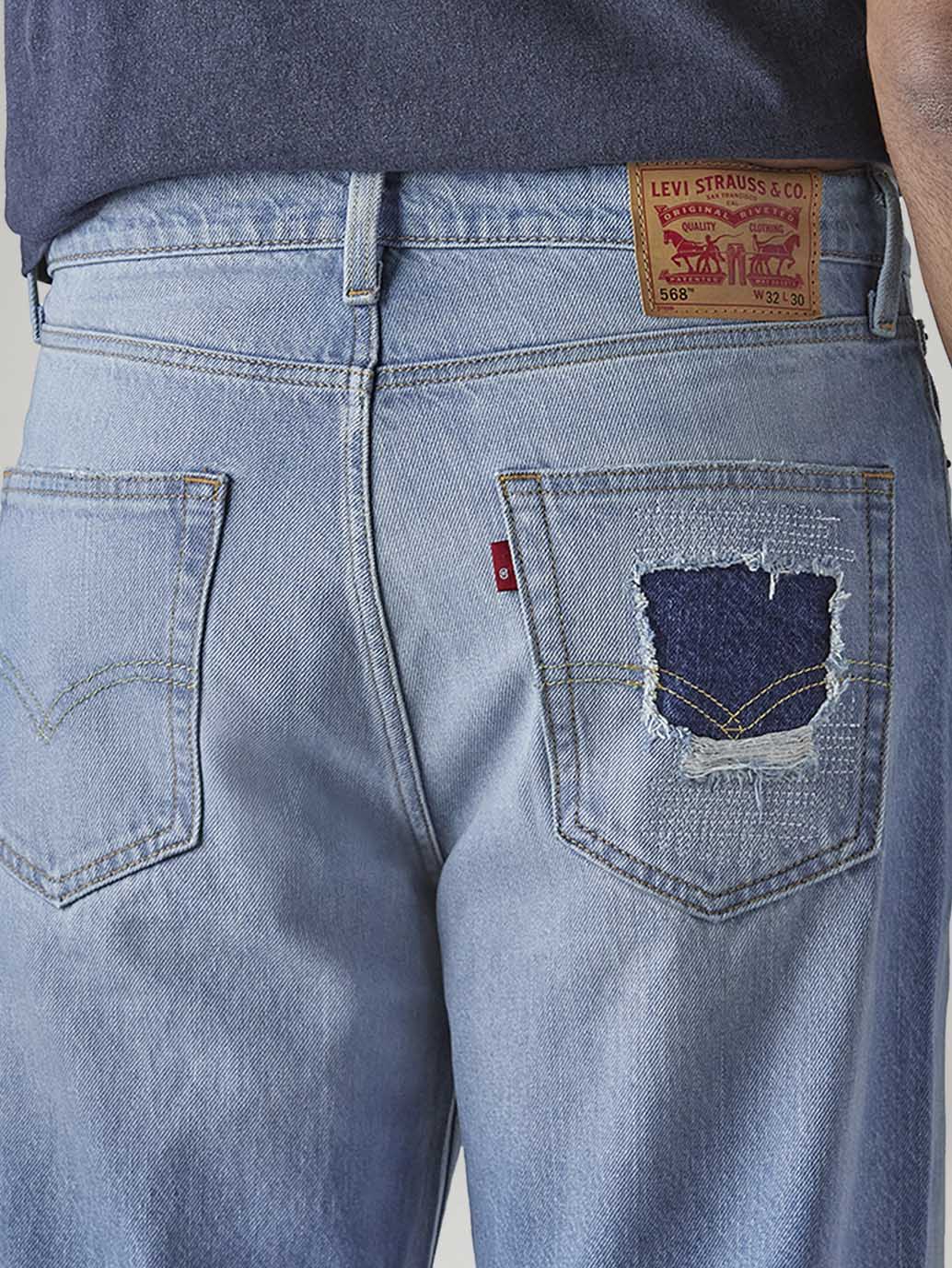 Men's 568 Light Indigo Loose Fit Mid Rise Jeans - Detail View