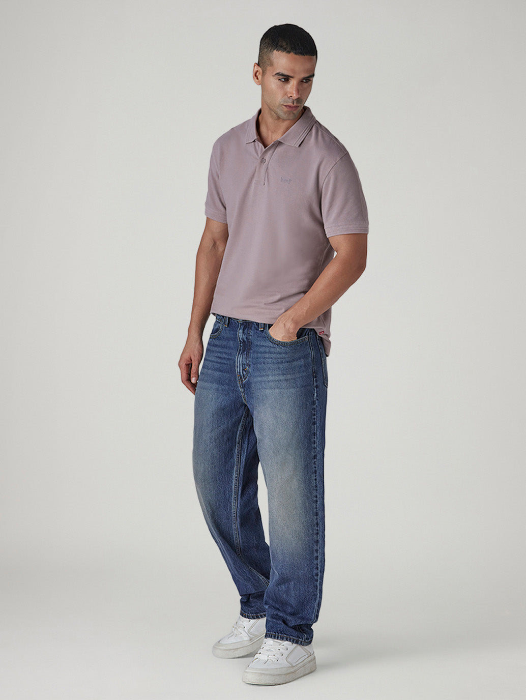 Men's 568 Blue Loose Fit Mid Rise Jeans