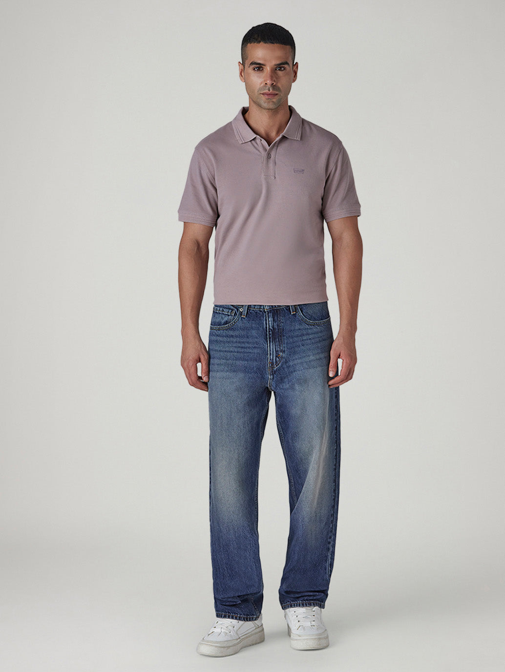 Men's 568 Blue Loose Fit Mid Rise Jeans - Front View