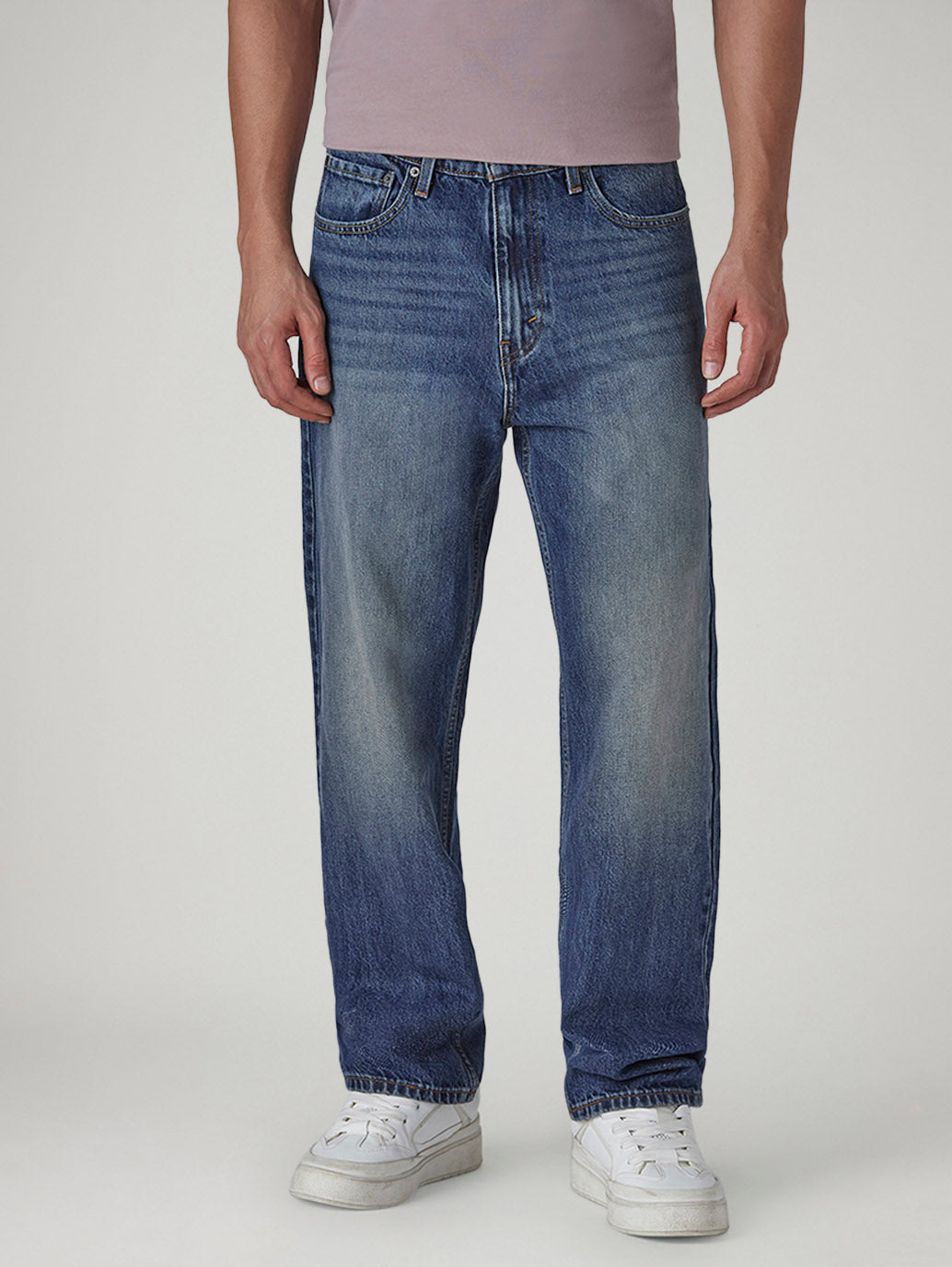 Men's 568 Blue Loose Fit Mid Rise Jeans - Front View