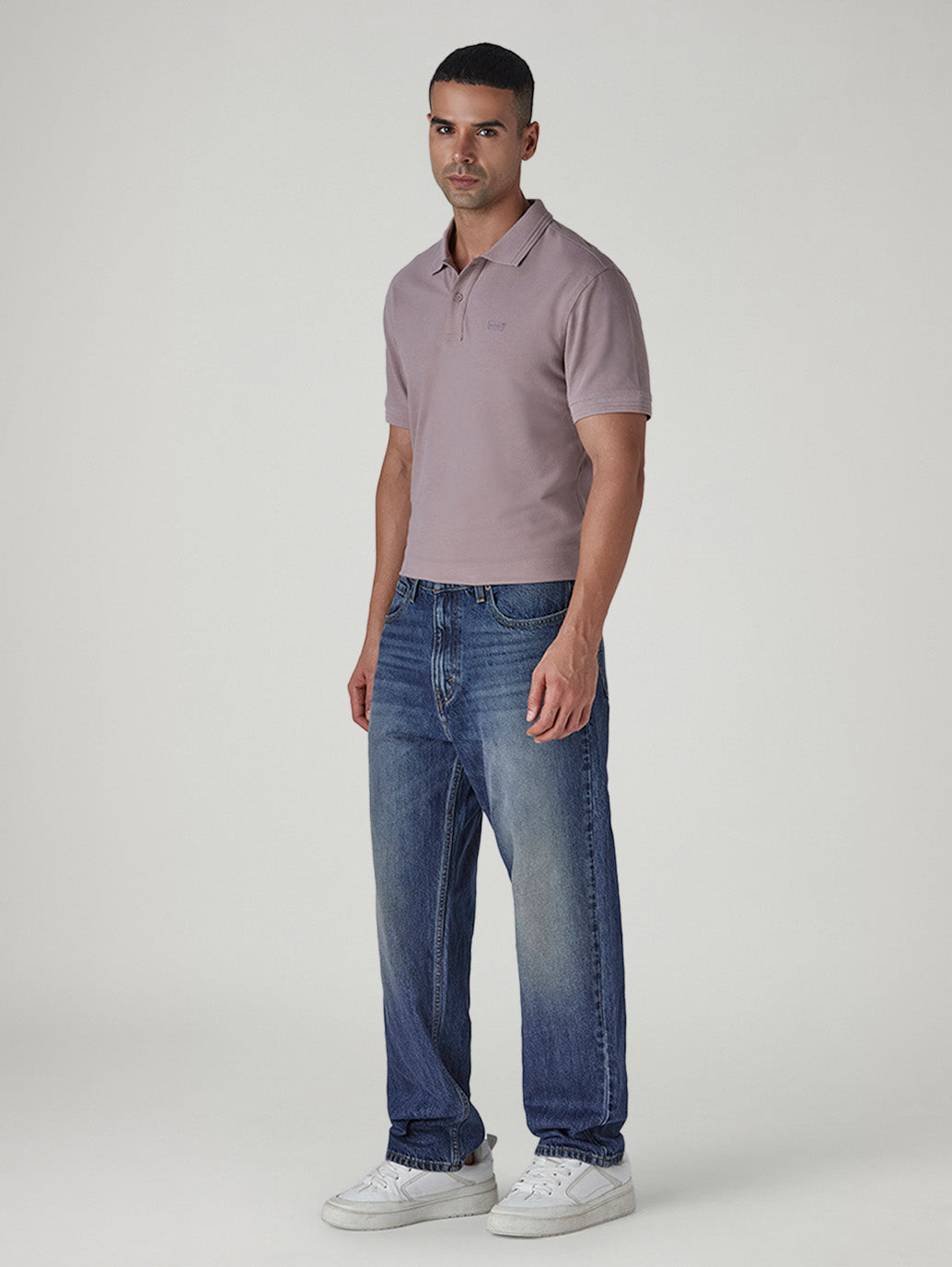 Men's 568 Blue Loose Fit Mid Rise Jeans - Side View