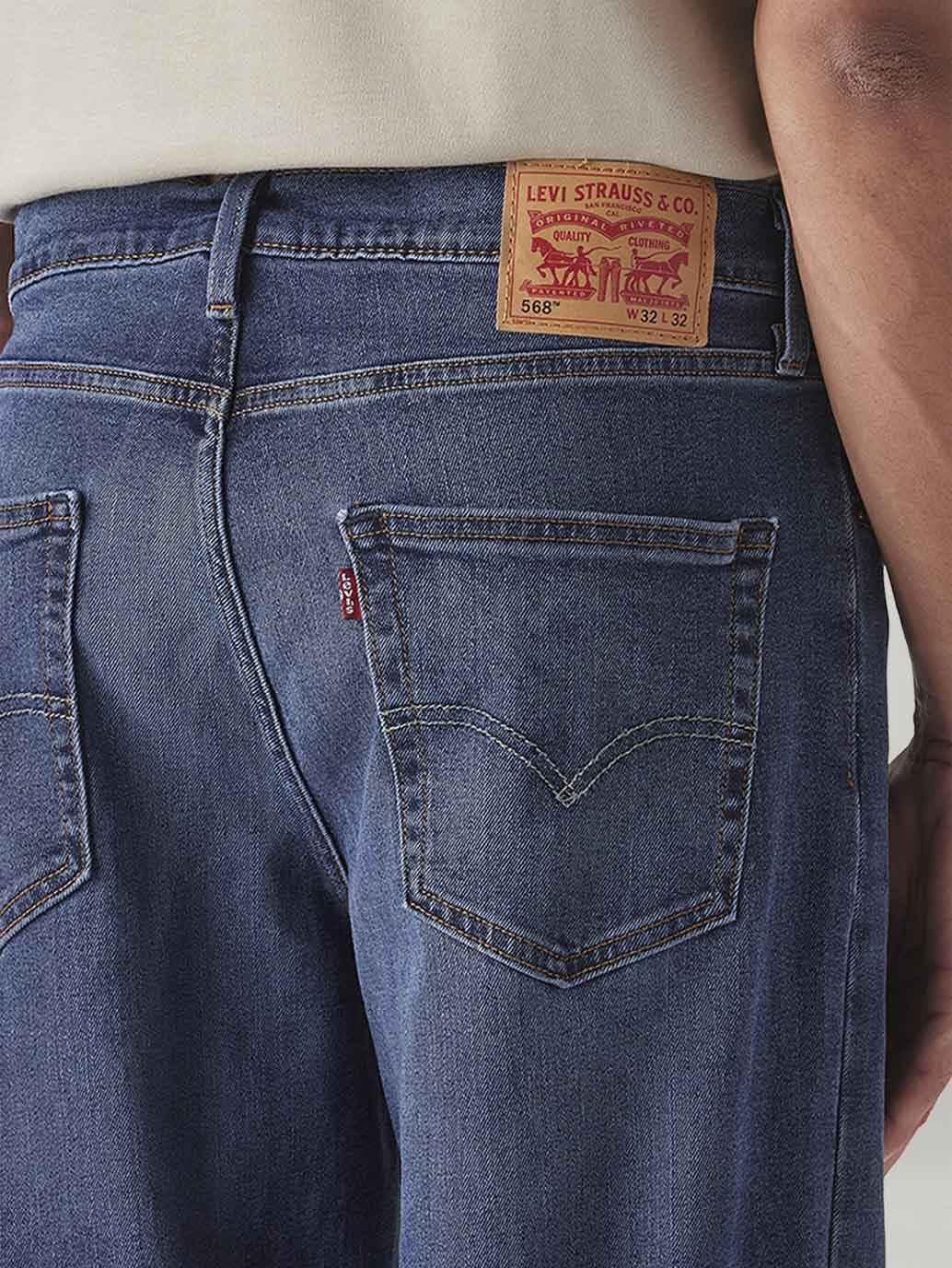 Men's 568 Blue Loose Fit Mid Rise Jeans - 20 View