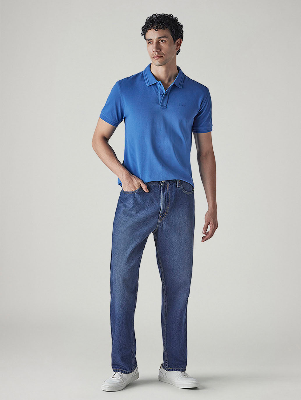 Men's 568 Blue Loose Fit Mid Rise Jeans