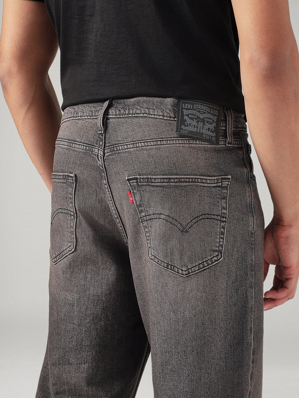 Men's 568 Charcoal Grey Loose Fit Mid Rise Jeans - 20 View