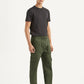 Men's Olive Tapered Fit Cargo Trousers - Side View
