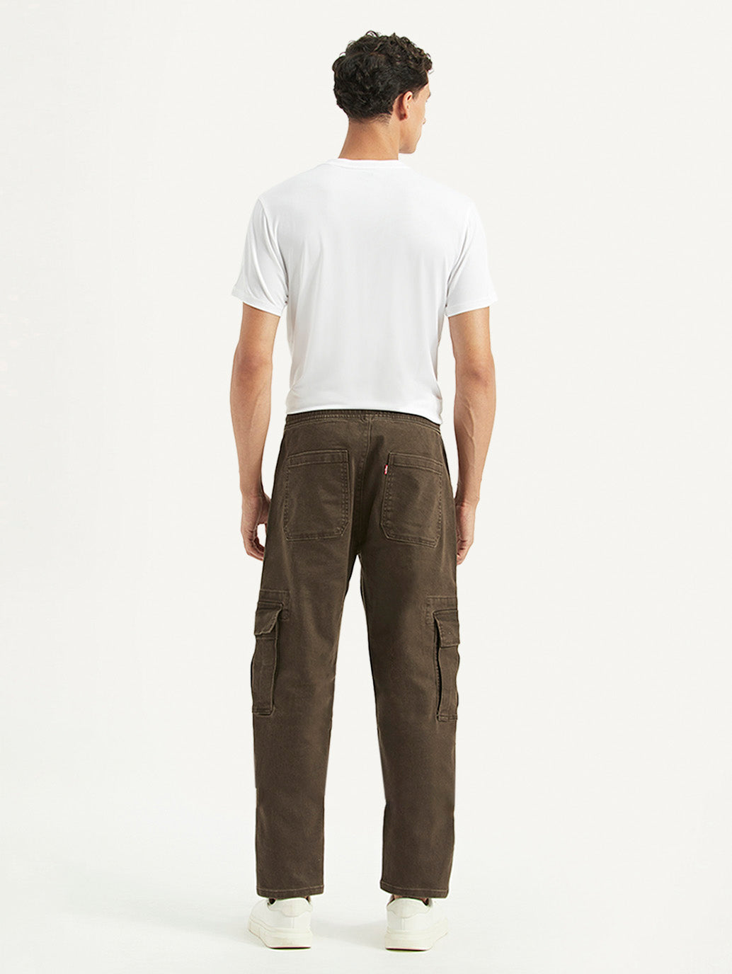 Men's Dark Brown Tapered Fit Cargo Trousers - Main Image