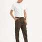 Men's Dark Brown Tapered Fit Cargo Trousers - Side View