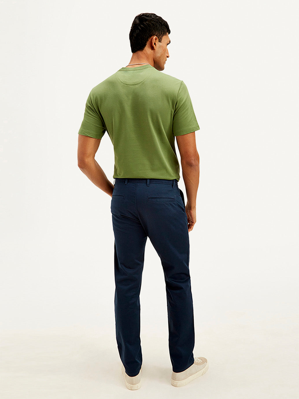 Men's Navy Authentic Straight Fit Chino Pants - Back View