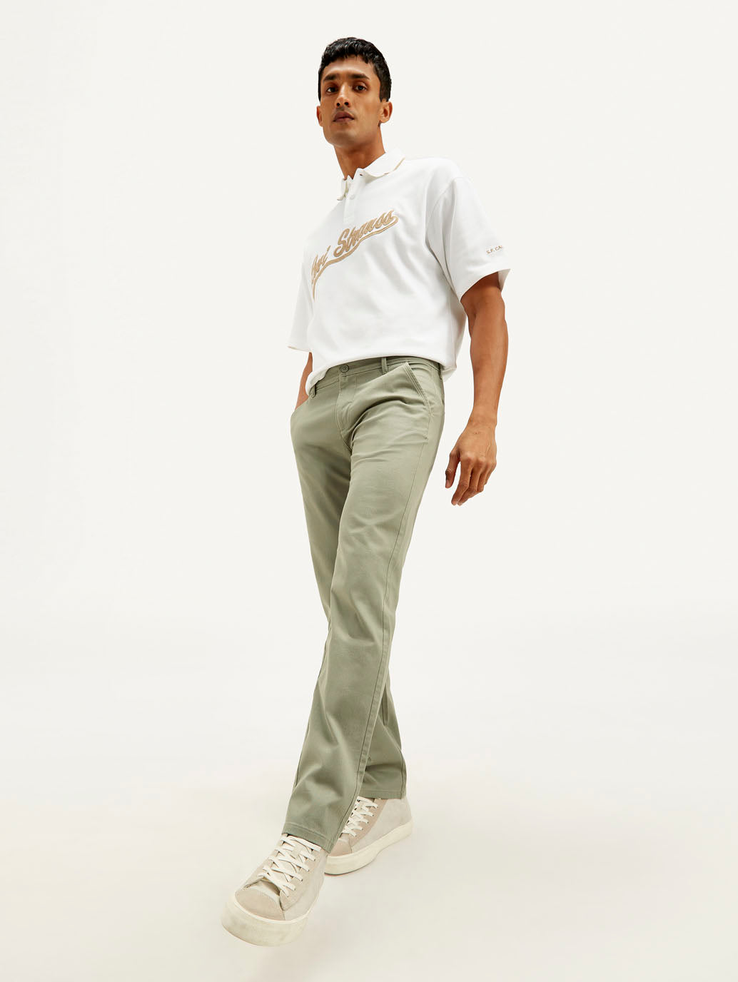 Men's Green Authentic Straight Fit Chino Pants