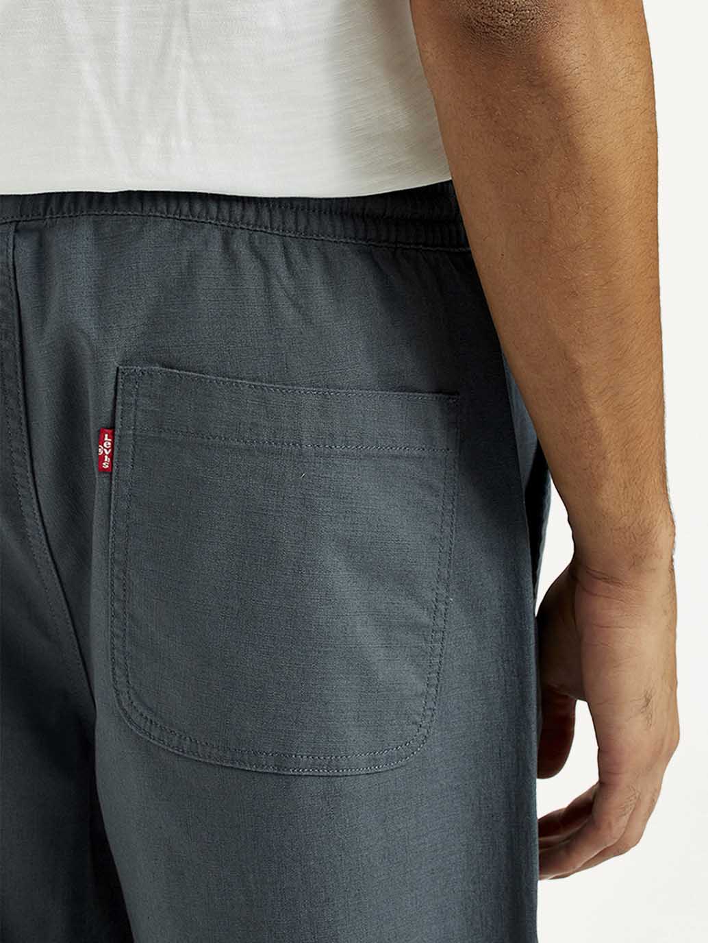 Men's Blue Loose Fit Mid Rise Joggers - Detail View