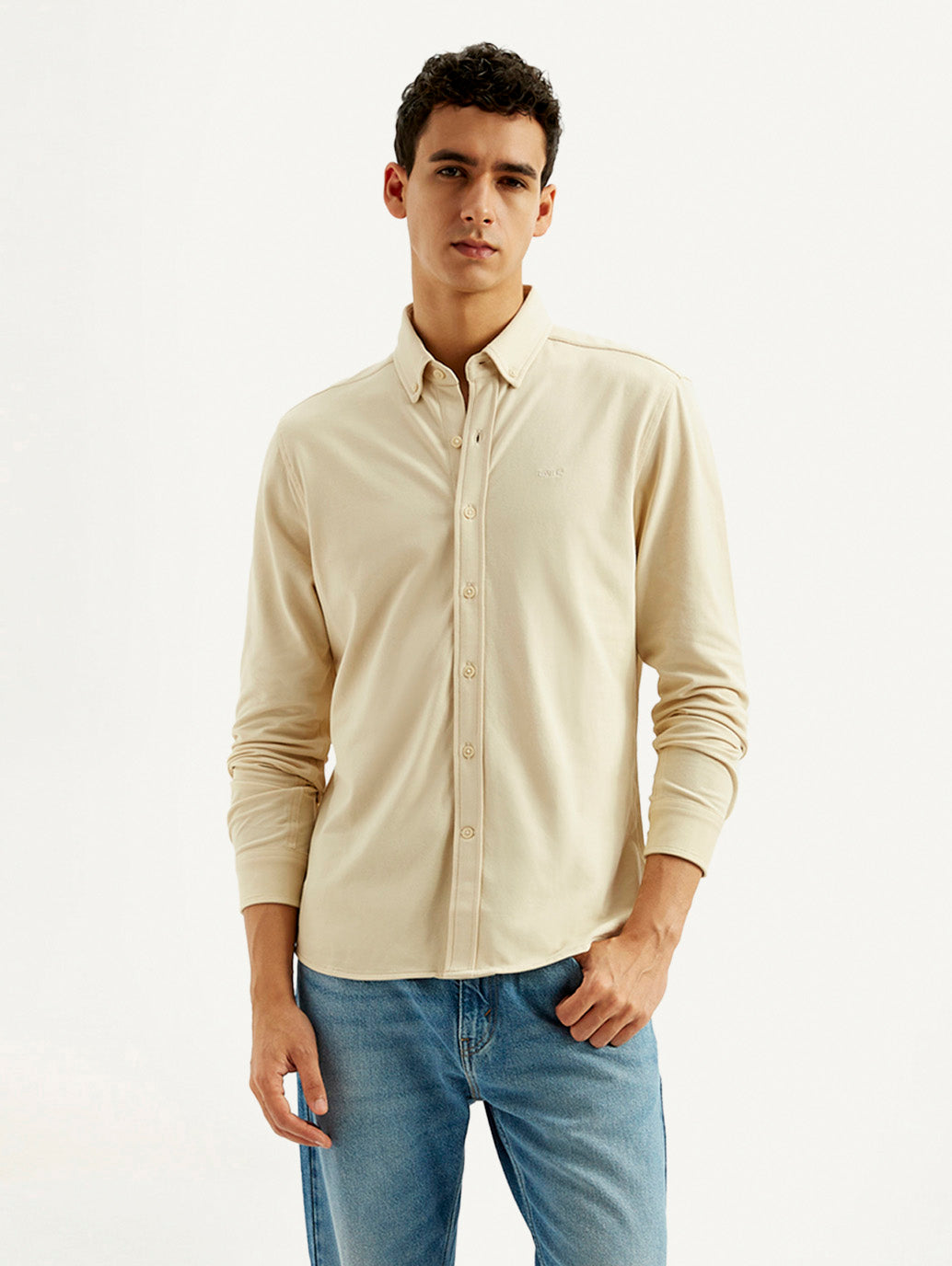 Men's Solid Slim Fit Knit Shirt - Styleshot View