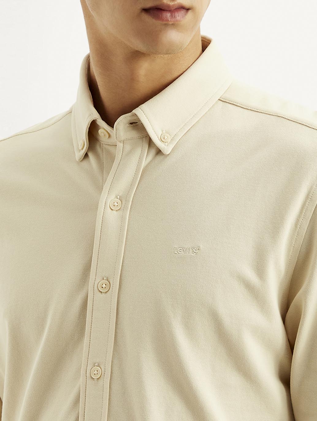 Men's Solid Slim Fit Knit Shirt - Detail View