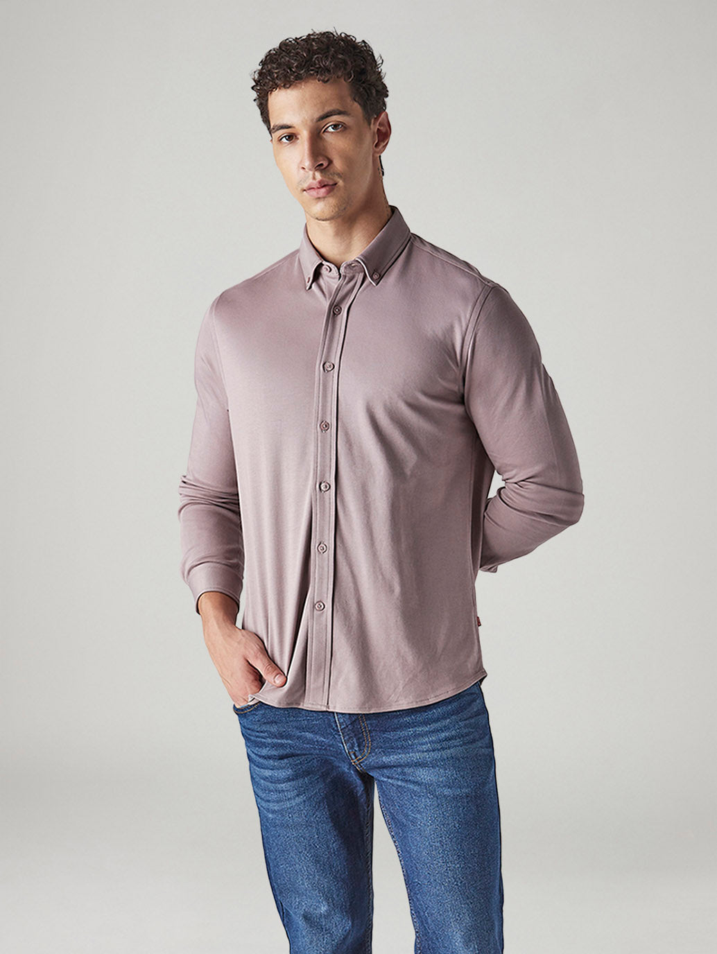 Men's Solid Slim Fit Interlock Shirt