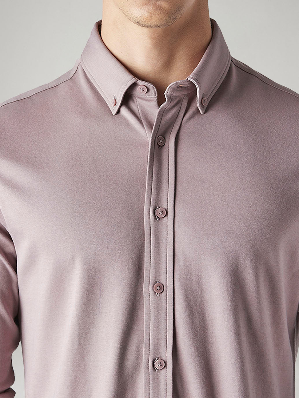 Men's Solid Slim Fit Interlock Shirt - Detail View
