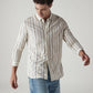 Men's Striped Slim Fit Waffle Shirt - Styleshot View