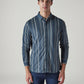 Men's Striped Slim Fit Waffle Shirt - Front View