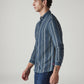 Men's Striped Slim Fit Waffle Shirt - Side View