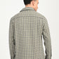 Men's Checkered Beige Slim Fit Camp Shirt - back View