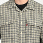 Men's Checkered Beige Slim Fit Camp Shirt - deatil View