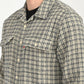 Men's Checkered Beige Slim Fit Camp Shirt - deatil View