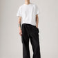 Men's Black Baggy Fit Mid Rise Cargo Trousers - Front View