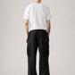 Men's Black Baggy Fit Mid Rise Cargo Trousers - Back View