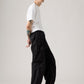 Men's Black Baggy Fit Mid Rise Cargo Trousers - Side View
