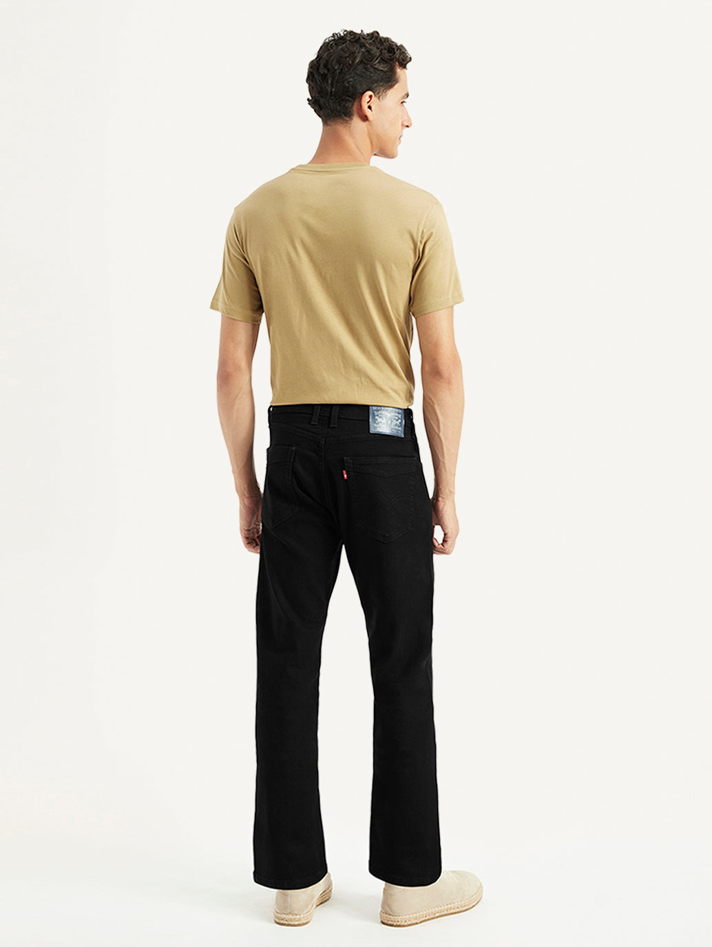 Men's 505 Black Straight Fit Mid Rise Jeans - Back View