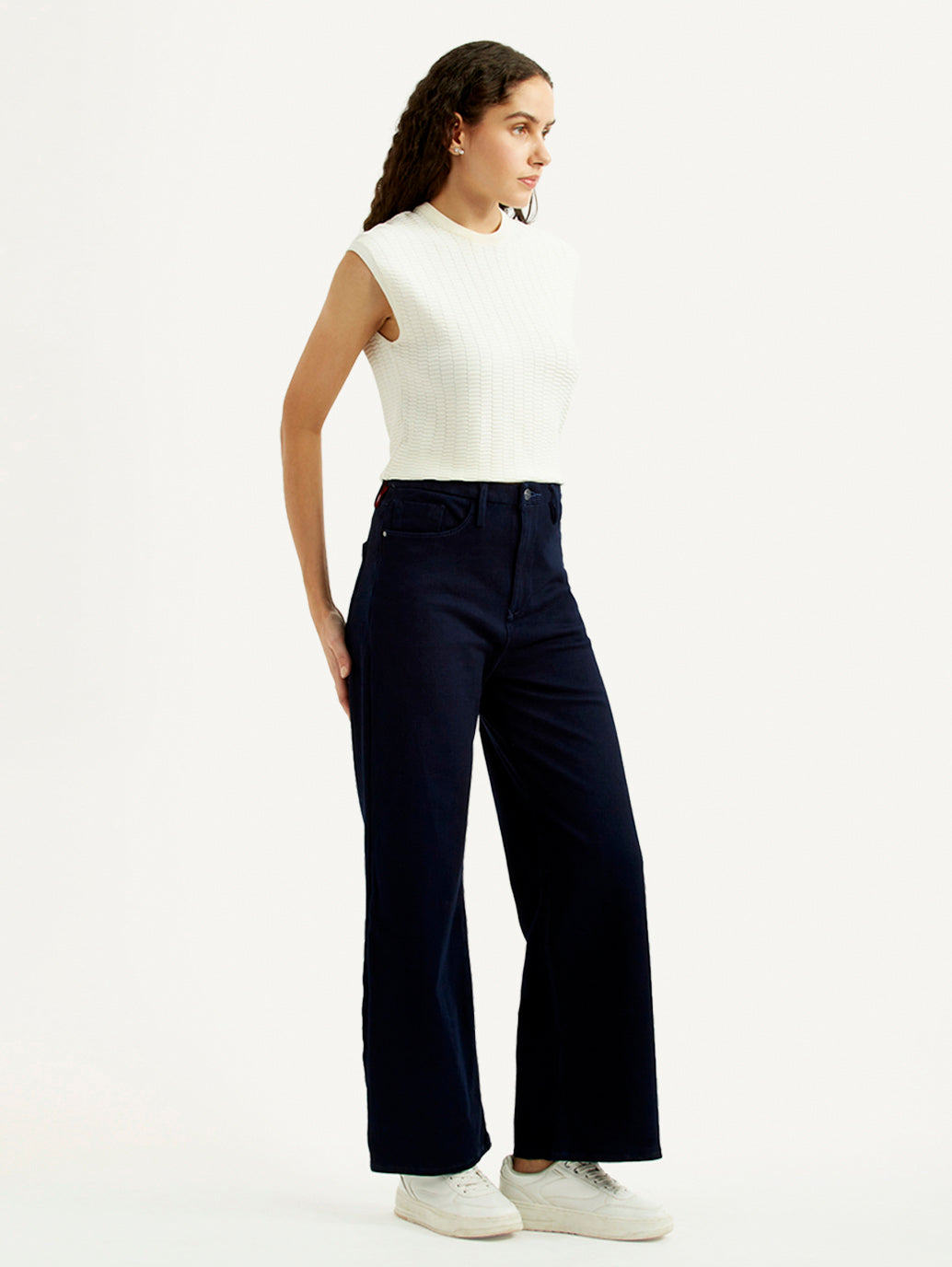 Women's Redloop Ribcage Wide Leg Fit High Rise Jeans - Side View