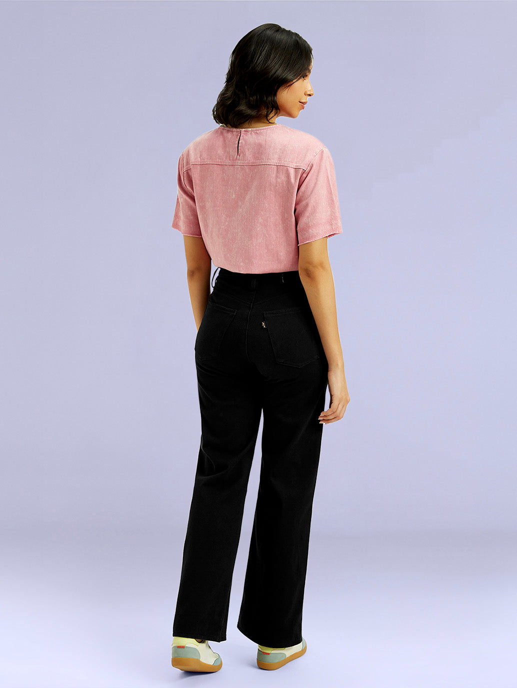 Women's Redloop Black Ribcage Bell Bottom Wide Leg Fit High Rise Jeans - 3444661a-cdca-4db2-b392-a4dc9c5ae7b8 View