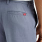 Men's Blue Relaxed Straight Fit Mid Rise Linen Trousers - Detail View