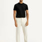 Men's White Relaxed Straight Fit Mid Rise Linen Trousers - Front View