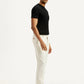 Men's White Relaxed Straight Fit Mid Rise Linen Trousers - Side View