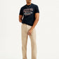 Men's Green Relaxed Straight Fit Linen Chinos - Elevated View