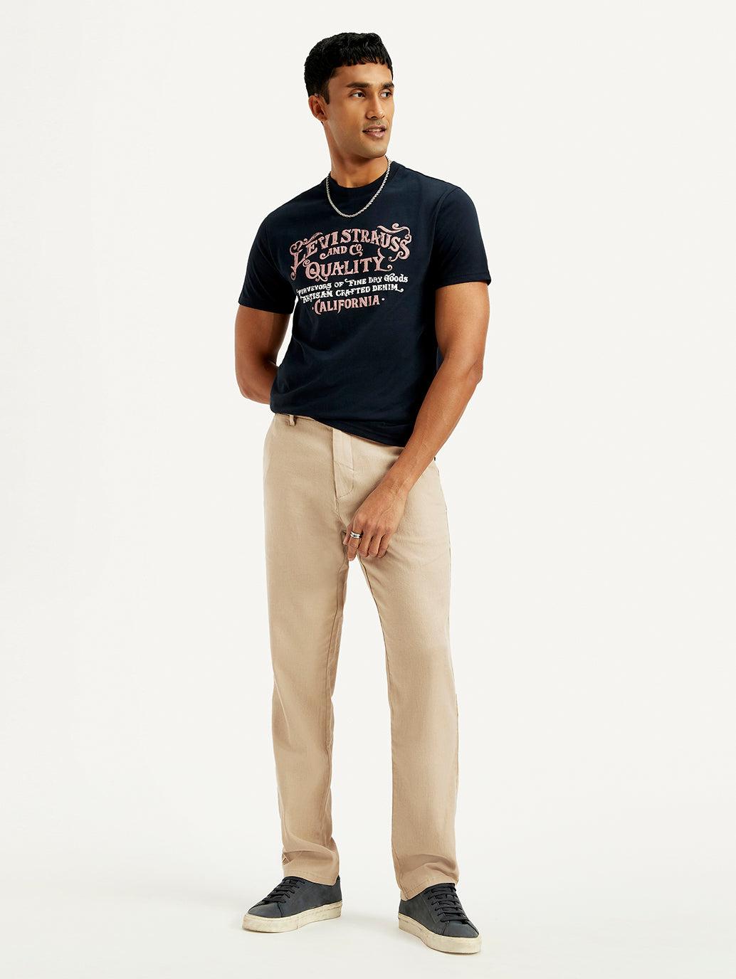 Men's Green Relaxed Straight Fit Linen Chinos