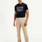 Men's Green Relaxed Straight Fit Linen Chinos - Front View
