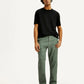 Men's Green Straight Fit Mid Rise Linen Chinos - Elevated View