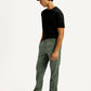 Men's Green Straight Fit Mid Rise Linen Chinos - Side View