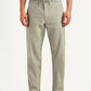 Men's Olive Relaxed Fit Linen Chinos - Front View