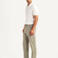 Men's Olive Relaxed Fit Linen Chinos - Side View