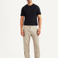 Men's Beige Relaxed Fit Linen Chinos - Front View