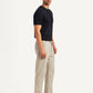 Men's Beige Relaxed Fit Linen Chinos - Side View