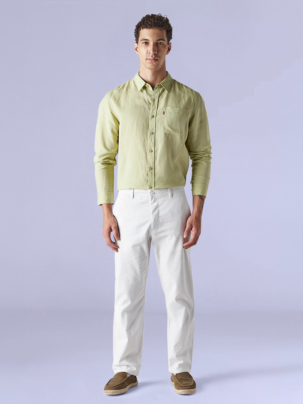 Men's Redloop White Authentic Relaxed Fit Mid Rise Linen Chinos - 44a8705d-e79a-45b2-9a0f-f01089fefb73 View