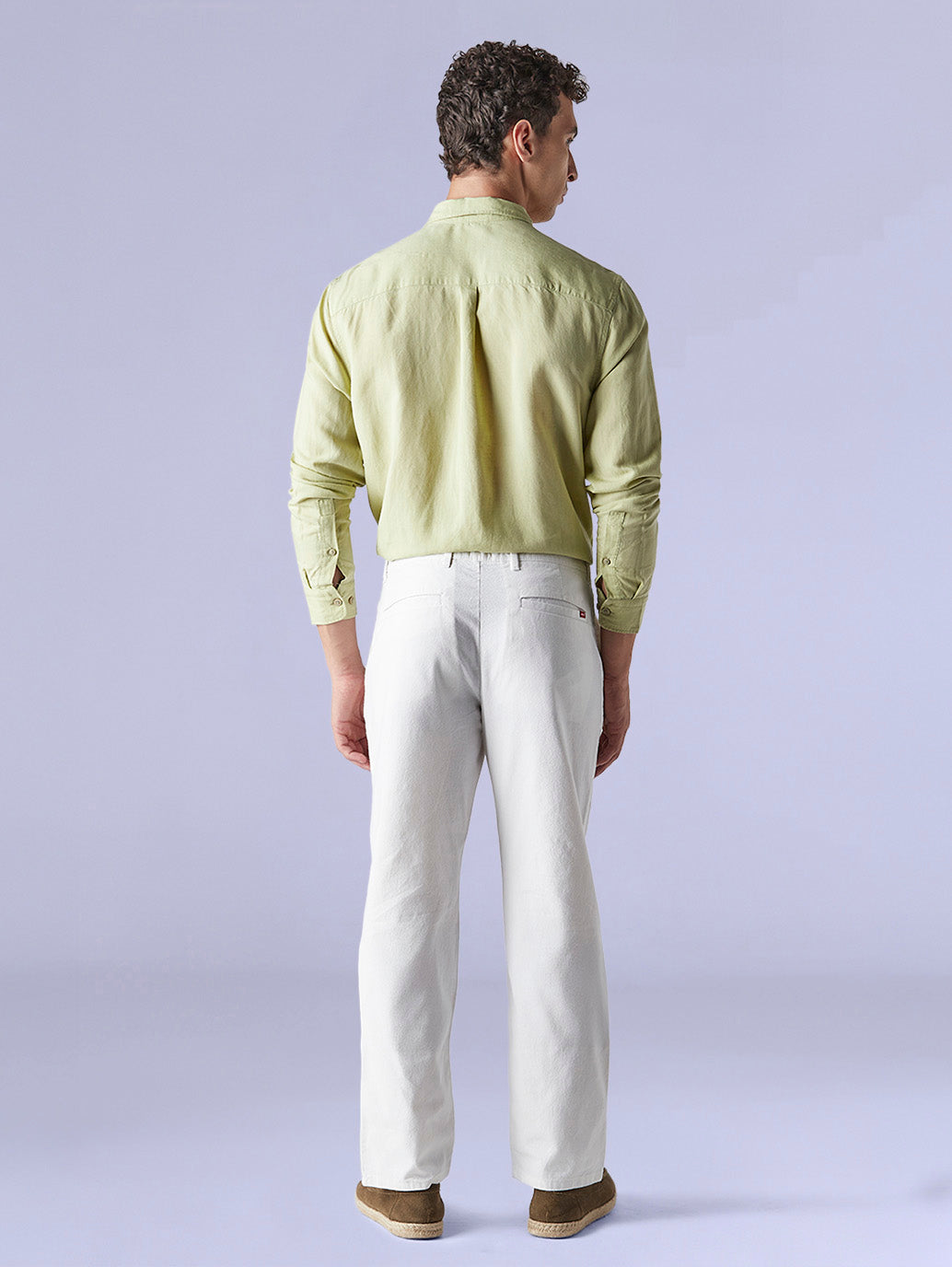 Men's Redloop White Authentic Relaxed Fit Mid Rise Linen Chinos - 9f528ef8-119f-462b-a839-a6dcc5782555 View