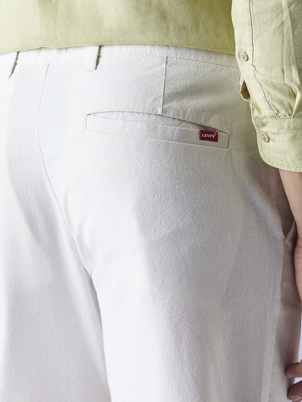 Men's Redloop White Authentic Relaxed Fit Mid Rise Linen Chinos - 6f2b854c-43d0-4896-9694-c3758690c7d7 View
