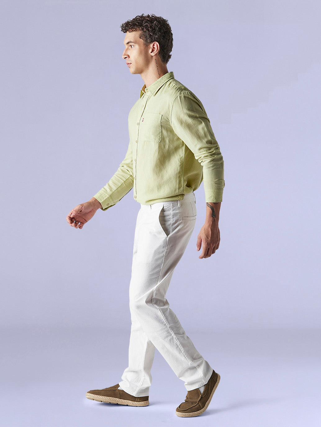 Men's Redloop White Authentic Relaxed Fit Mid Rise Linen Chinos - 1bba3a92-1823-494d-8026-c1ba2412bbfb View